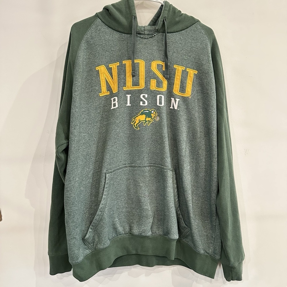 Men's Champion NDSU Bison Hoodie Sweatshirt Pullover XL‎ Heather Green Yellow